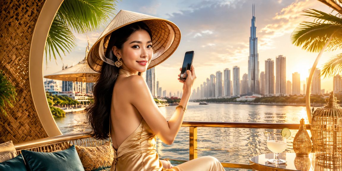 Người phụ nữ đội nón lá tại TP Hồ Chí Minh đăng nhập casino trực tuyến trên điện thoại